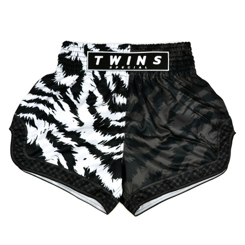 (Large) Twins Jungle  Muay thai Shorts - Black/White