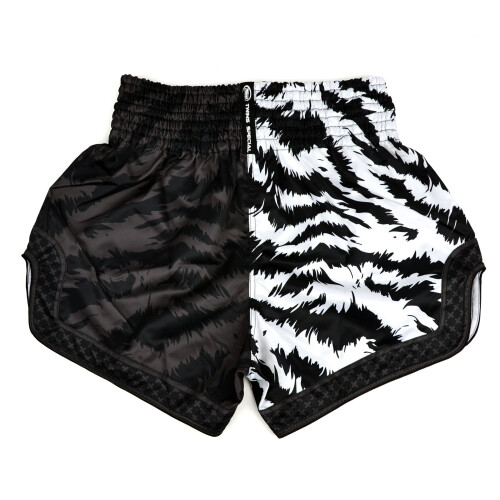 (Large) Twins Jungle  Muay thai Shorts - Black/White 1