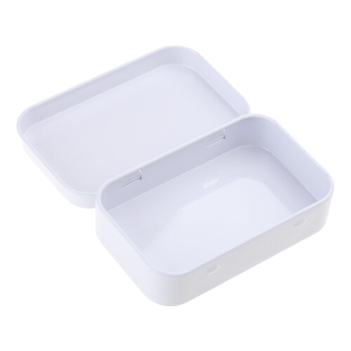 Tinplate Slide Cover Storage Box Rectangular Iron-White