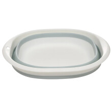 Bacia dobrável para lavar roupa, compacta e portátil, com orifício para pendurar, ideal para viagens, camping e trilhas.