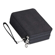 Portable Pencils Organiser Pen Bag Pencil Case Coloured-Black