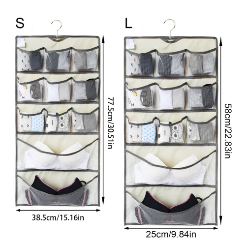 Closet Hanging Organizer for Bra Underwear-Double side grid sm 1