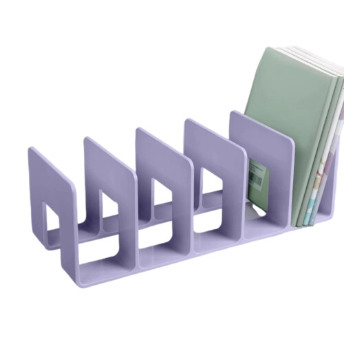 Book Storage Stand Acrylic Bookends Reading Shelf-Purple B