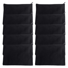 10 Pcs Canvas Pencil Case Cosmetic Pouch Pencil Box Pen-Black