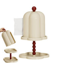 Tissue holder, tissue paper holder, desktop tissue box in tree shape retro paper box with locking lid, doublelayered, for home and hotel Creamy