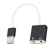 Adaptateur de son stéréo USB 3,5 mm, convertisseurs de-USB noir