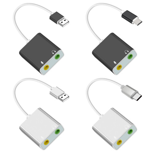 Adaptateur de carte son USB, adaptateur de son-Argent Type C 2