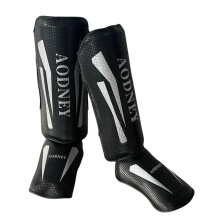 Muay Thai Kickboxing Shin Pads Leg Foot Protectors Boxing Equipment MMA Leg Instep Protective Pad for Taekwondo Boxing Kicking Black S Ref: 8963