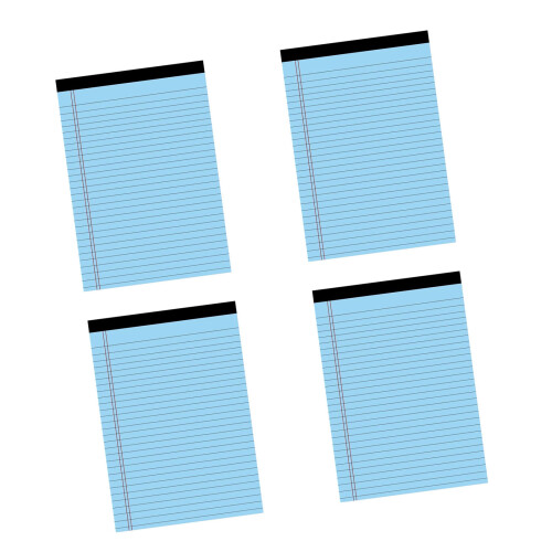 4Pcs Colorful Notepads Lined 50Sheets Per Pad Letter Size-Blue
