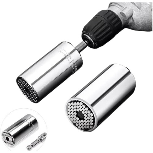 1Set 719mm Ratchet Universal Socket Head Spanner Household Power Hand Tool Multifunctional Silver 1