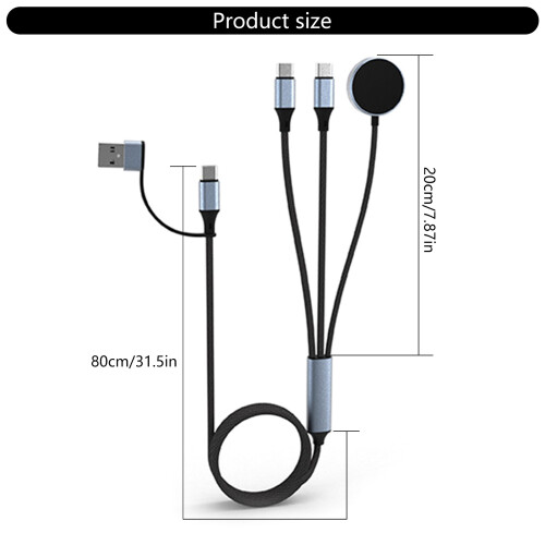 High Power 5 In 1 100W Braided USB C Multiple Charger Cable for 2