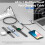 High Power 5 In 1 100W Braided USB C Multiple Charger Cable for 2