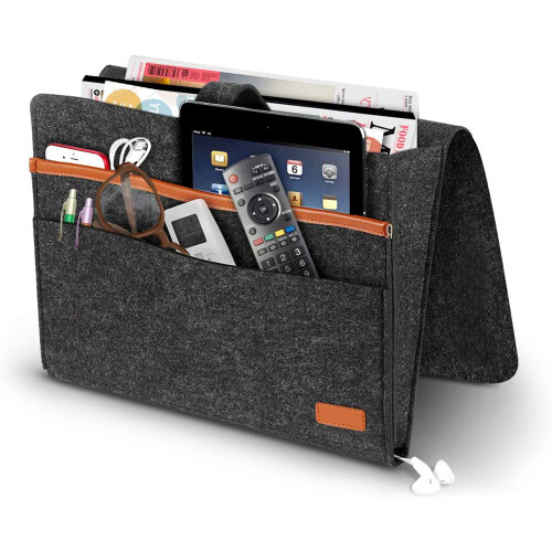 Multi-functional Use Bedside Caddy, Thick Felt Material Storage Organizer For Home Bedroom