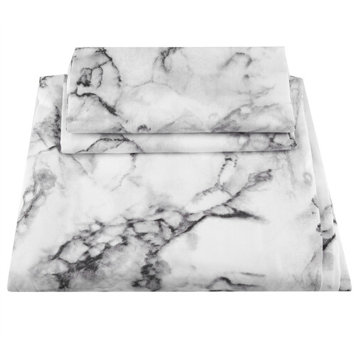 Sophisticated Marble Pattern Twin Size Bedding Collection, Durable Water Resistant Polyester Microfiber for Enduring Elegance 1