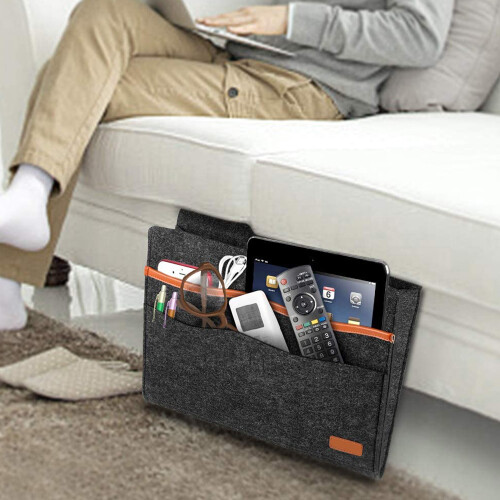 Multi-functional Use Bedside Caddy, Thick Felt Material Storage Organizer For Home Bedroom 2