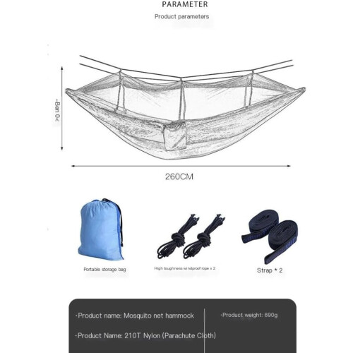 Fully Automatic Quick Open Hammock with Mosquito Net, Nylon Camping (Green) 1