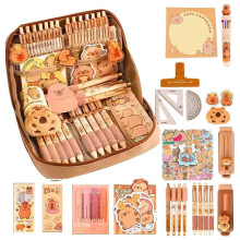 Organizator pentru creioane Capybara, fabricat din material durabil, cu pixuri cu prindere moale și autocolante cu gel, design cu deschidere largă