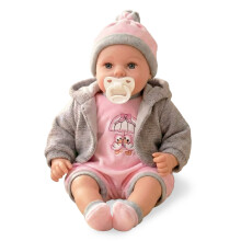 (Pink / Grey) The Magic Toy Shop 18" Lifelike Size Baby Doll With Dummy & Sounds