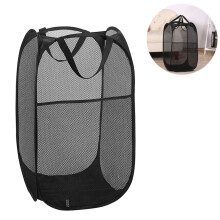 Panier à linge pliable, panier en filet à ouverture facile avec poignées renforcées, portable et pliable pour un gain de place, grande capacité,