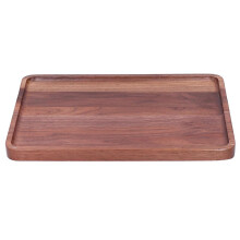 (As show, One size) Walnut Service Plate Square Decoration Fruit Food Dessert Plate Tray Wooden BBQ Plate34x23x2