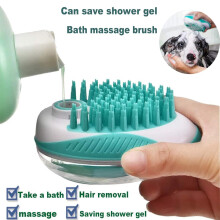 Escova de silicone para shampoo com dispensador, pontos de massagem para as costas do cão, escova de borracha profissional para animais de