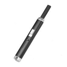 (As show, One size) Windproof Arc Pulse USB Rechargeable Cigarette Lighter for Outdoor BBQ Kitchen Stove (Black)