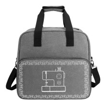 Overlock Small Sewing Machine Tote Bag with Shoulder Strap and Sturdy Handle Dual Purpose Storage, light grey