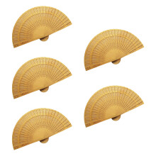 5 Stück Holz-Faltfächer, handgehalten, Hochzeit,-Gold