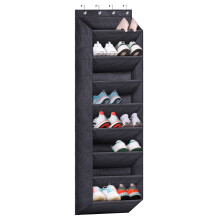 Organizator de pantofi multifuncțional pentru depozitare deasupra ușii, cu 10 niveluri, suport pentru pantofi suspendat cu material Oxford premium,
