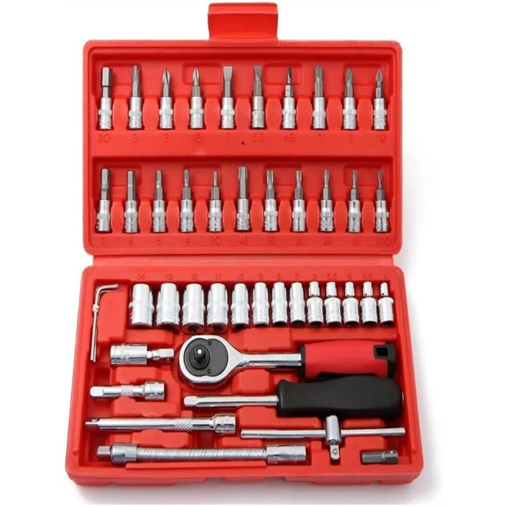 46Piece 1/4Inch Socket Wrench Set For Automotive Maintenance 9365049128230