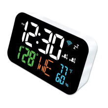 Modern WiFi Desktop Clock Temperature-White shell and whit