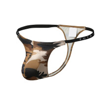 String Thong Men's Sexy Camouflage Briefs Low Waist Mini Underwear Stretch Underwear Summer Erotic Underwear Comfortable Breathable Trousers S Coffee