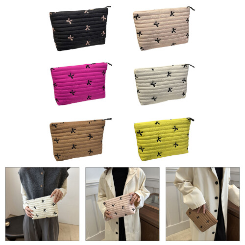 Versatile Large Capacity Makeup Bag Embroidered Decoration-Pink 2