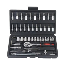 46pcs Car Repair Tool Set, 1/4' Socket Set, Car Repair Tool, Ratchet, Torque Wrench, Combo, Auto Repair Kit, Mechanic Tool 46 Piece Set Ref: 9322
