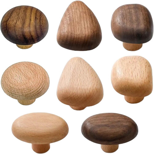 4 Pcs Natural Wood Pulls Solid Walnut Knob for Cabinets Drawers Wardrobe Ref: 9414 1