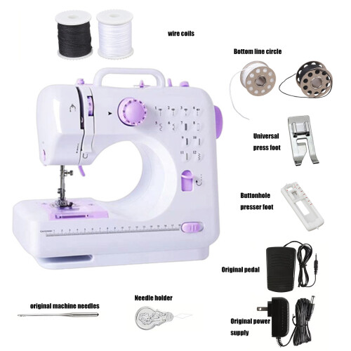 Beginner Electric Sewing Machine with Foot Pedal and-Violet