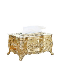 Tissue Box Cover Rectangle Face Tissue Paper Box Cover for Car Bedroom Office (Golden)