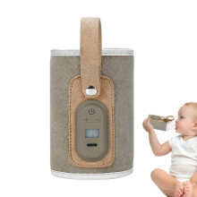 Milk Warmer for Baby - Adjustable Portable Bottle Warmer with Temperature Control, Gray, for Home and Travel