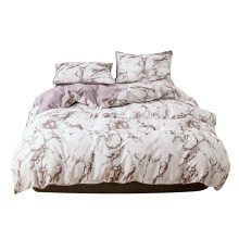 Exquisite Zipper Design, Microfiber 3Pcs/Set for Bedroom Decor Super King Size White Marble Print