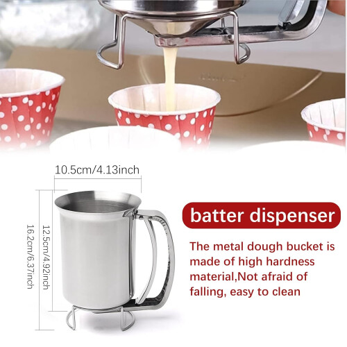 Stainless Steel Dispenser For Consistent Baking Performance, Measuring Gauge Ensures Precise Portioning, Spring-Loaded Handle For Effortless Control 1