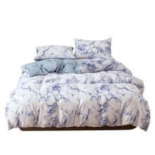 Elegant Design 3Pcs King Size Bedding, Breathable Marble Patterned Comforter Set, Durable & Wrinkle Resistant Poly Fiber Quilt Covers for Year-Round C