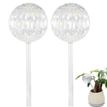 Self Watering Planter Insert, 2 x Clear Glass Self Watering Globes, 9 Inch Iridescent Plant Watering Devices for Indoor Plants, Plant Balls Ref: 9135
