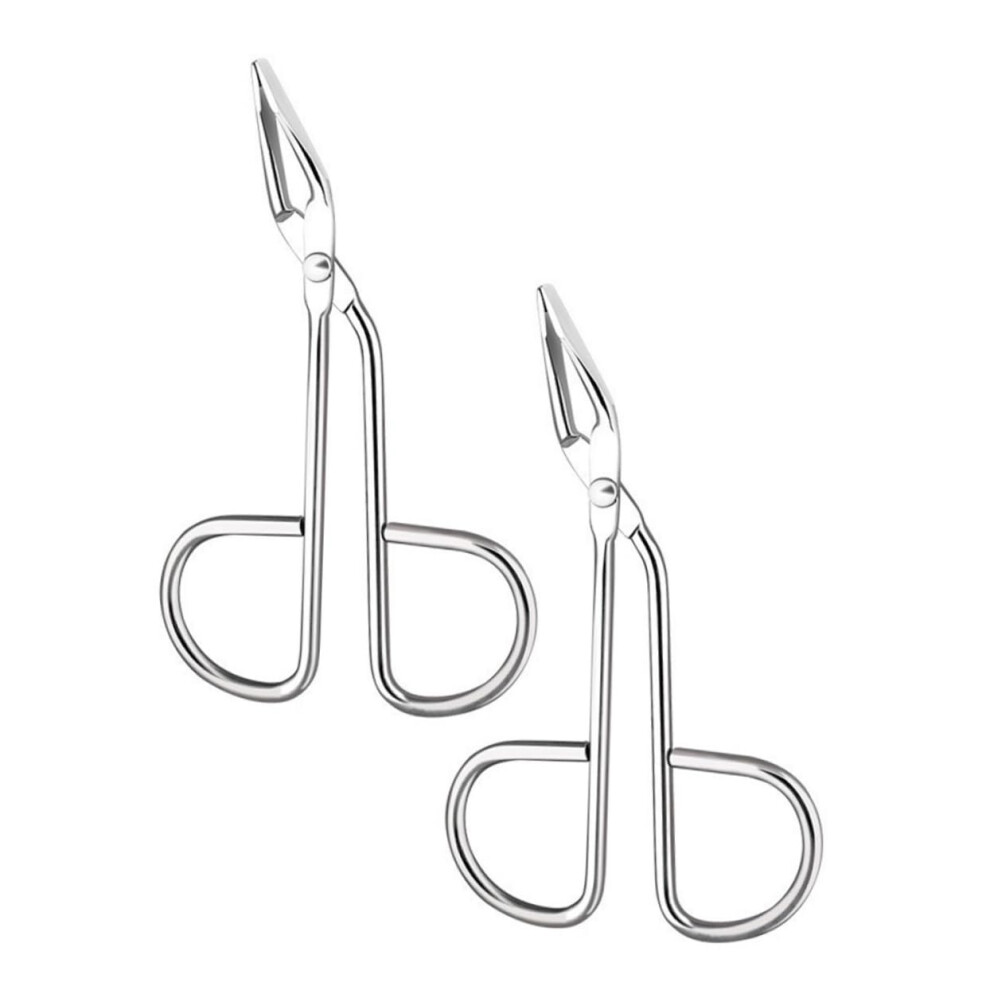 Pack of 2 Stainless Steel Eyebrow Tweezers with Slant Tip  Scissors