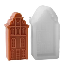 3D Huis Siliconen Mal Ornament Mallen Schoorsteen-Huismal J 5227