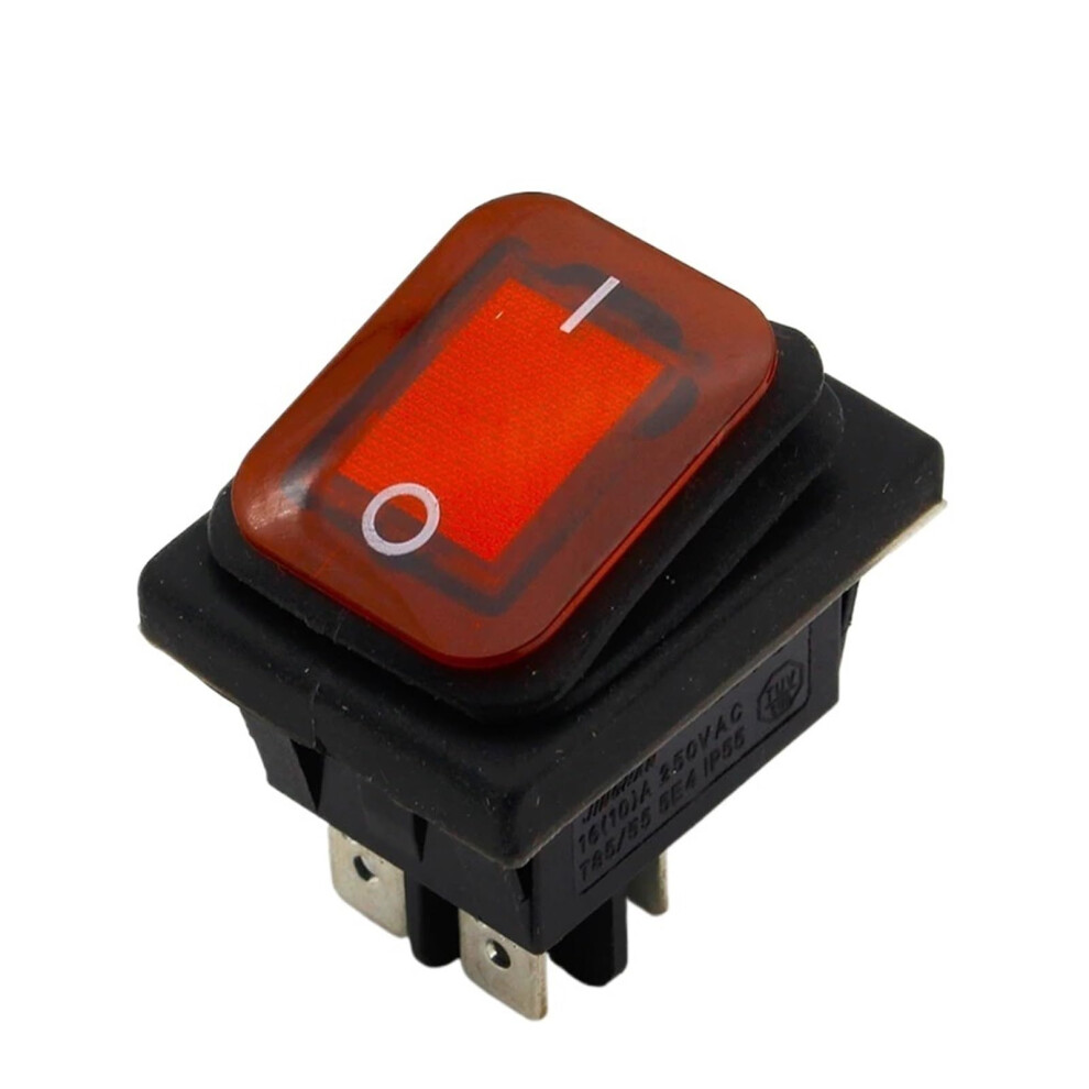 1Pc Red Latching Rocker Toggle Switch Ip55 4Pin 2Position Ac250v/16A Led Illuminated Low Ref: 6704 9119770872548