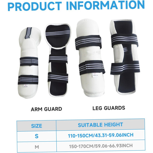1 Set Karate Sparring Gear with Leg  Arm Guards, White Ref: 5296 2