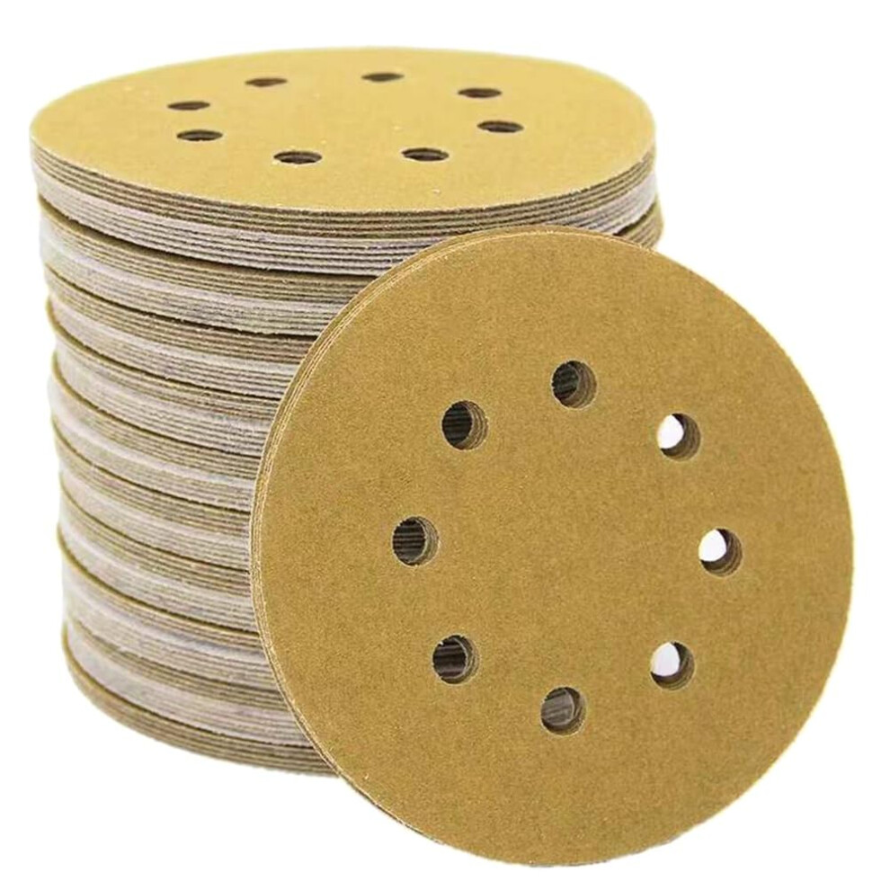 100 Pieces 5 Yellow Grinding Discs 8Hole P120 Hookandloop Aluminum Oxide Sandpaper For Polishing From Eccentric Sanders Ref: 6193 9119770873507
