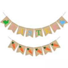 Happy Easter Banner for Mantle Decor, Burlap Garland with Bunny Pattern Vintage Bunting and Reusable Sturdy Material, Ideal Indoor Outdoor Party Decor
