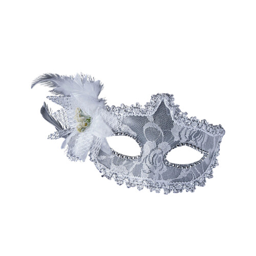 Portable Adjustable Half Face Mask Floral Decors for Long-White