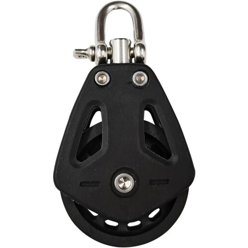 Black Rotating Bearing Disc Block Nylon HighCapacity Single Pulley For Strength Training Applications Ref: 7408 1